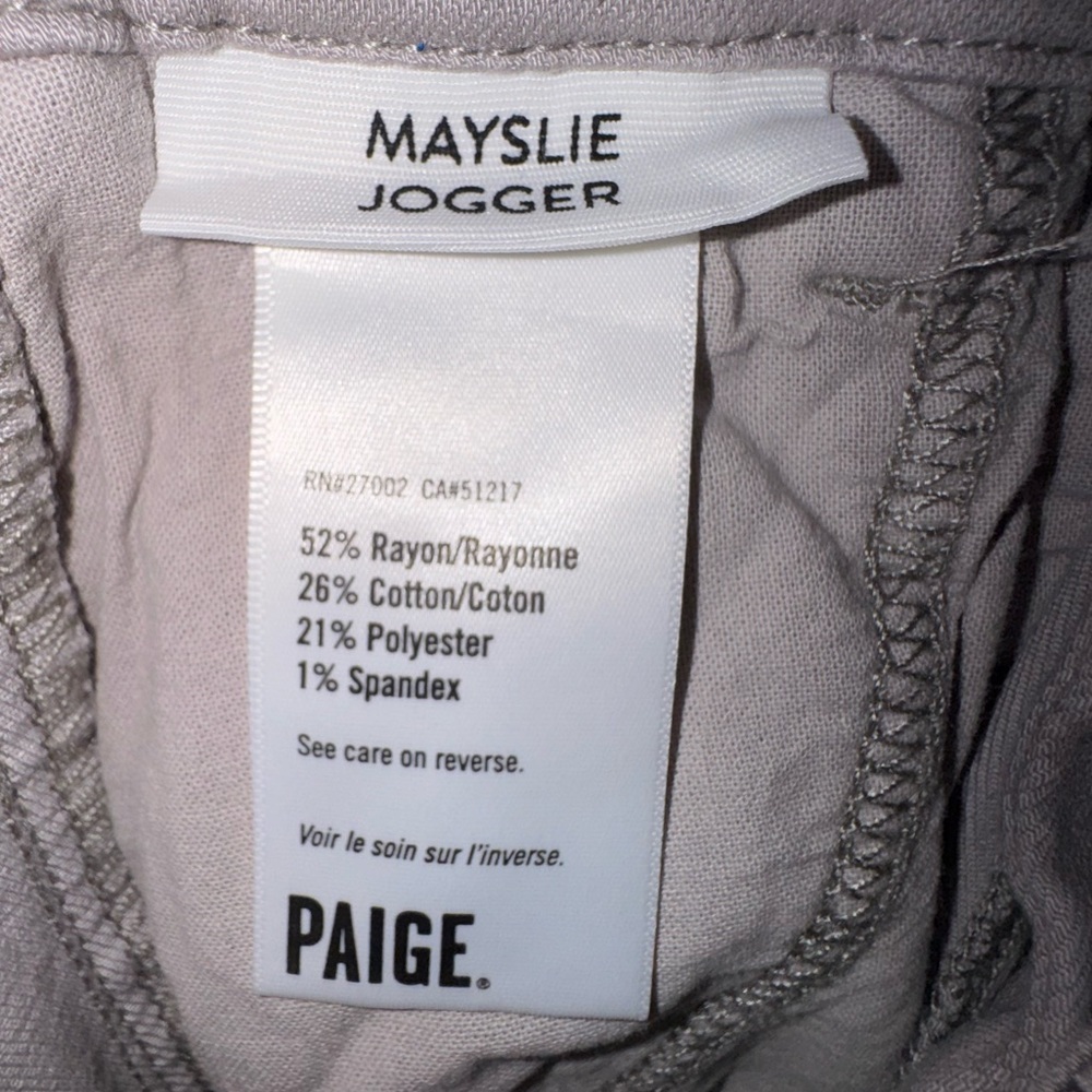 Paige Women's Mayslie Jogger Light Gray Mid Rise Zip Hem Stretch Pants Size 27 - Picture 11 of 16
